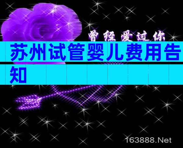 苏州试管婴儿费用告知