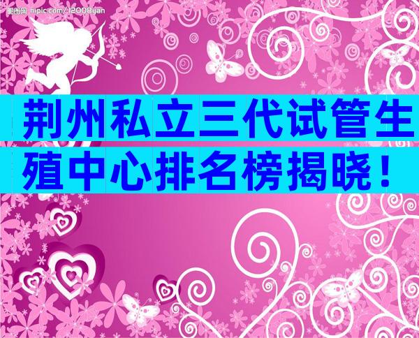 荆州私立三代试管生殖中心排名榜揭晓！