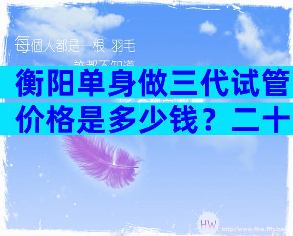 衡阳单身做三代试管价格是多少钱？二十万够吗？