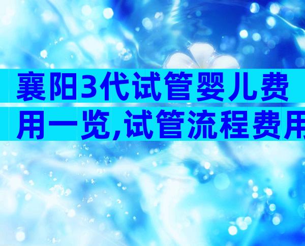 襄阳3代试管婴儿费用一览,试管流程费用参考!