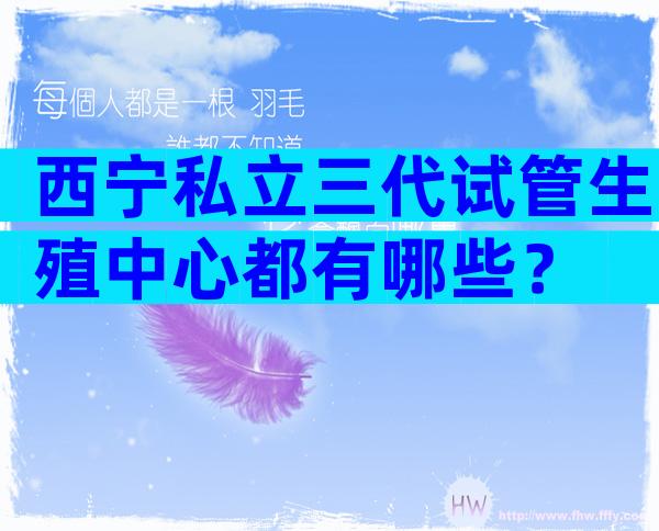 西宁私立三代试管生殖中心都有哪些？