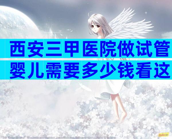 西安三甲医院做试管婴儿需要多少钱看这里