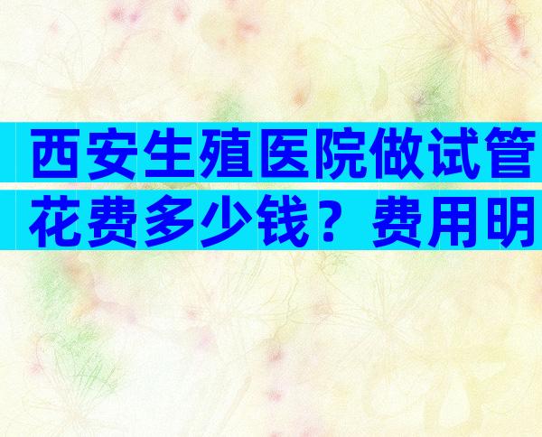 西安生殖医院做试管花费多少钱？费用明细表出炉