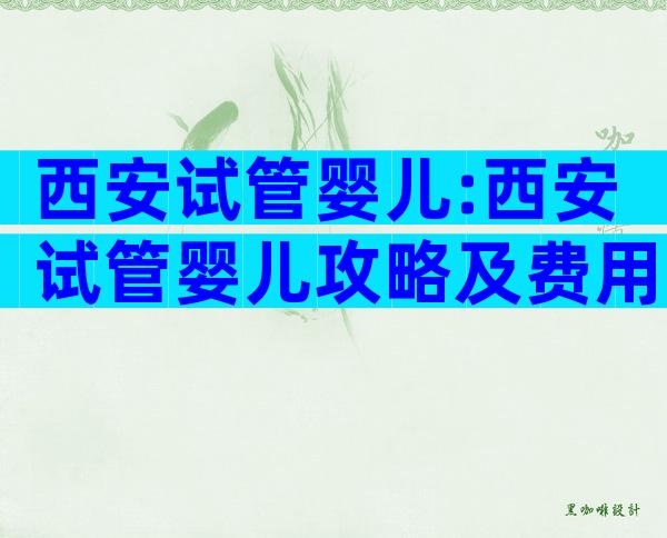 西安试管婴儿:西安试管婴儿攻略及费用