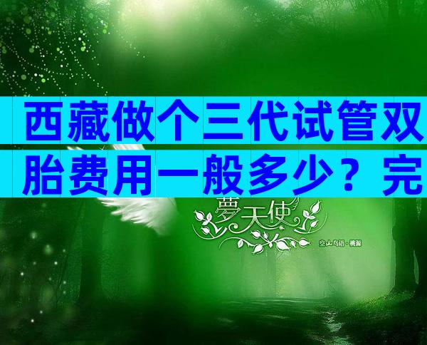 西藏做个三代试管双胎费用一般多少？完整价格表一览