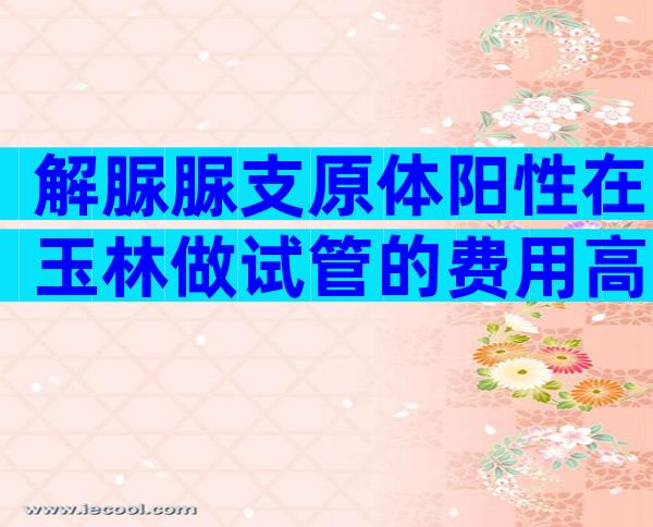 解脲脲支原体阳性在玉林做试管的费用高吗附详细流程及方案推荐