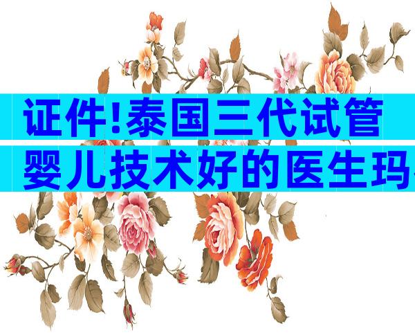 证件!泰国三代试管婴儿技术好的医生玛祖,为您做试管婴儿要准备什么