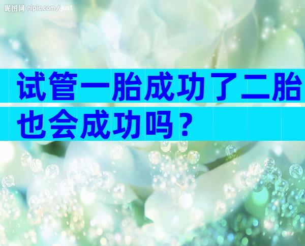 试管一胎成功了二胎也会成功吗？
