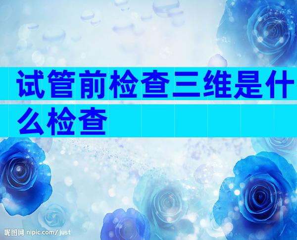 试管前检查三维是什么检查