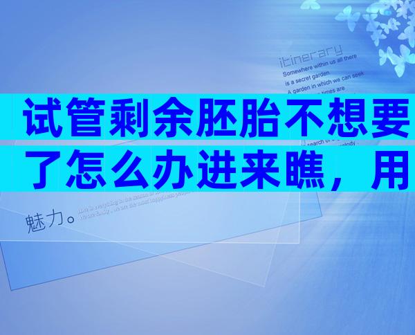 试管剩余胚胎不想要了怎么办进来瞧，用于科学研究乃上策