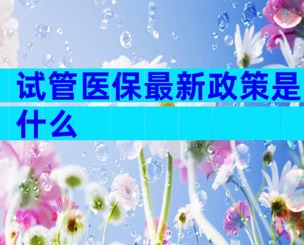 试管医保最新政策是什么