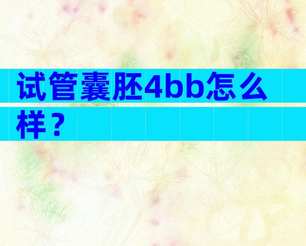试管囊胚4bb怎么样？