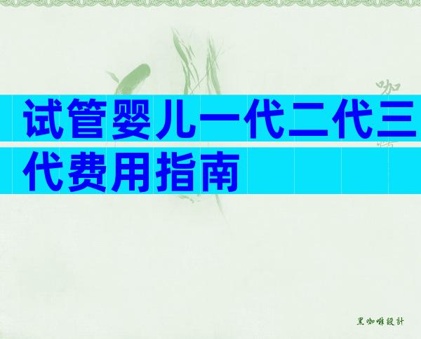 试管婴儿一代二代三代费用指南