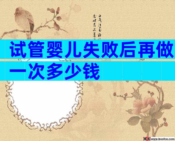 试管婴儿失败后再做一次多少钱