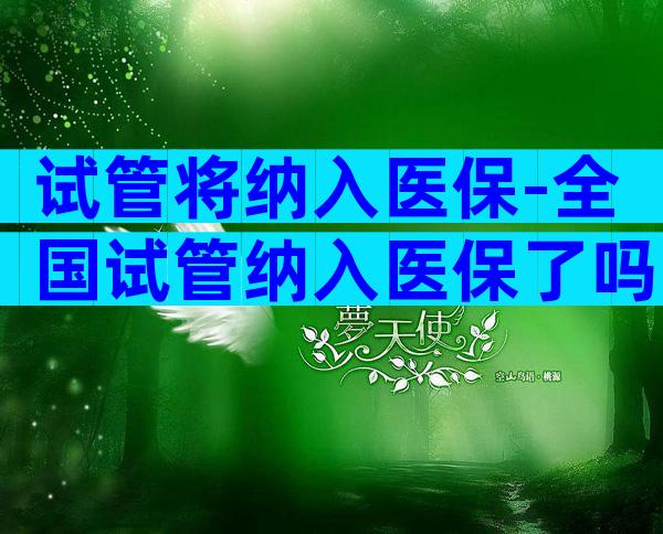试管将纳入医保-全国试管纳入医保了吗？
