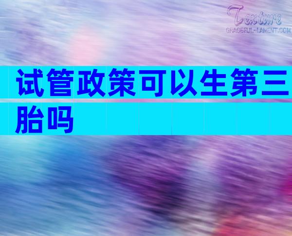 试管政策可以生第三胎吗