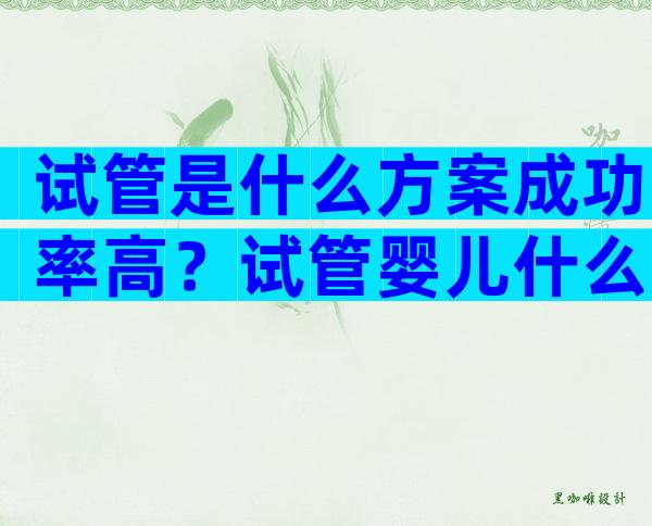 试管是什么方案成功率高？试管婴儿什么方案成功率高？