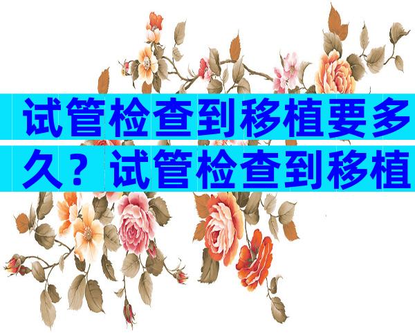 试管检查到移植要多久？试管检查到移植要多久才能移植？