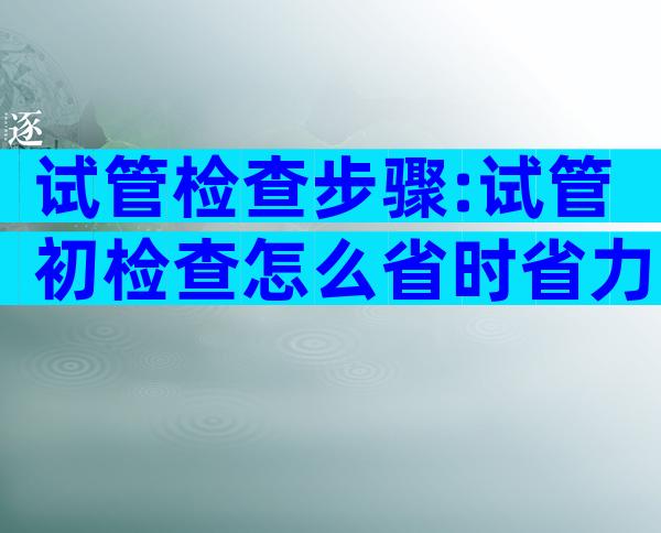 试管检查步骤:试管初检查怎么省时省力