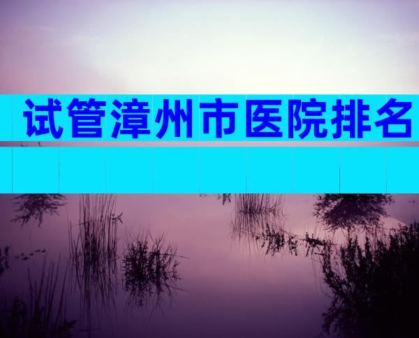 试管漳州市医院排名