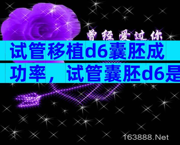 试管移植d6囊胚成功率，试管囊胚d6是什么级别？