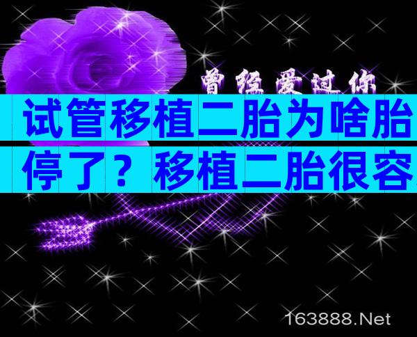 试管移植二胎为啥胎停了？移植二胎很容易成功