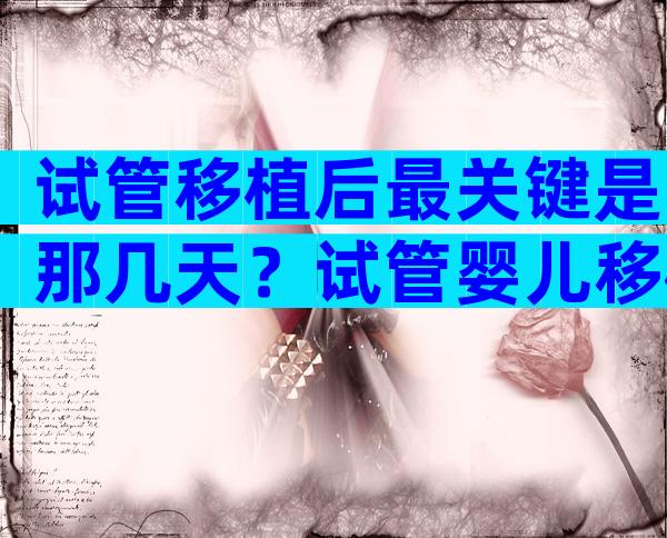 试管移植后最关键是那几天？试管婴儿移植后几天知道成功？