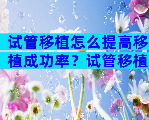 试管移植怎么提高移植成功率？试管移植如何提高着床？
