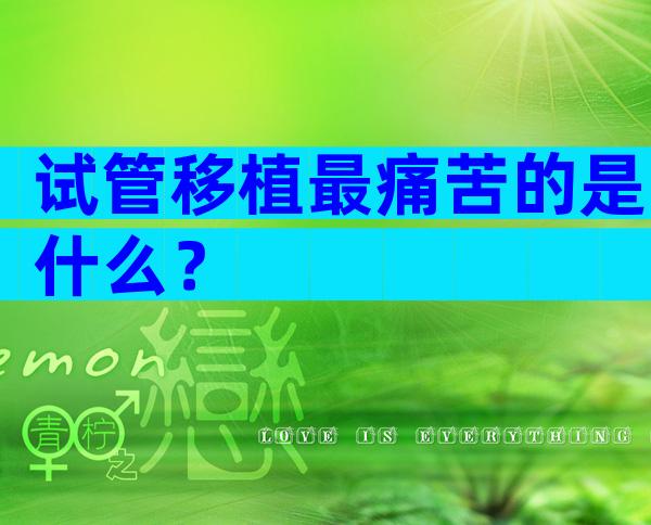 试管移植最痛苦的是什么？