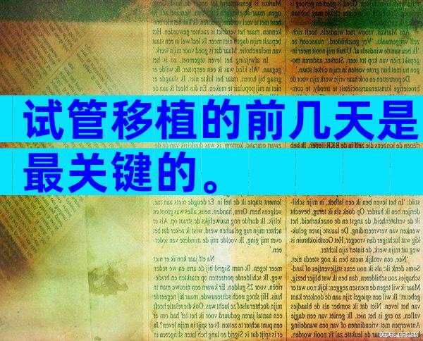 试管移植的前几天是最关键的。