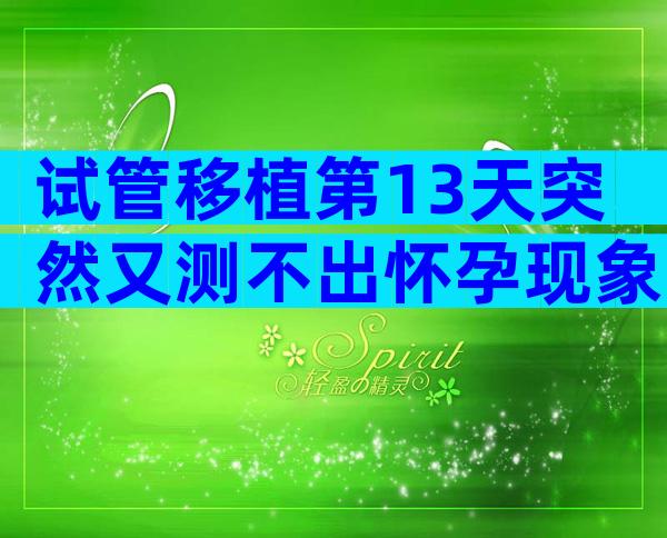 试管移植第13天突然又测不出怀孕现象了是怎么回事？