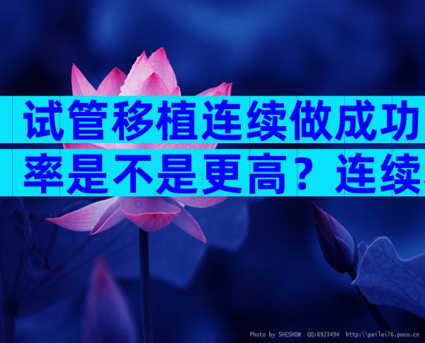 试管移植连续做成功率是不是更高？连续移植成功率高吗？