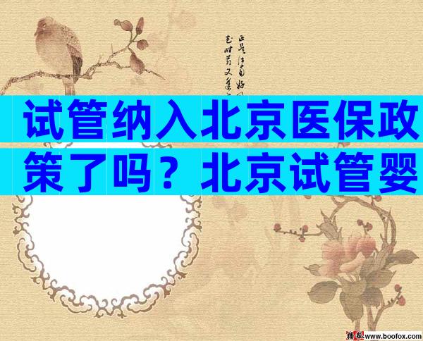 试管纳入北京医保政策了吗？北京试管婴儿费用