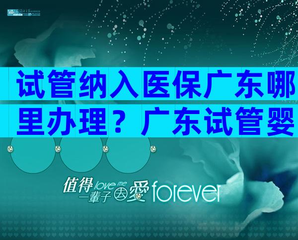 试管纳入医保广东哪里办理？广东试管婴儿多少钱一次？
