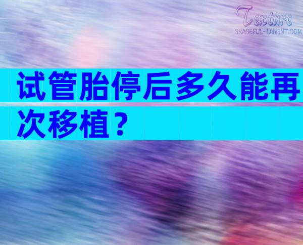 试管胎停后多久能再次移植？