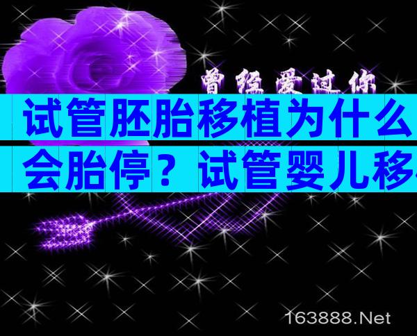 试管胚胎移植为什么会胎停？试管婴儿移植后为什么会失败？