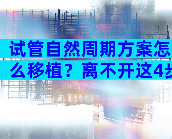试管自然周期方案怎么移植？离不开这4步操作流程