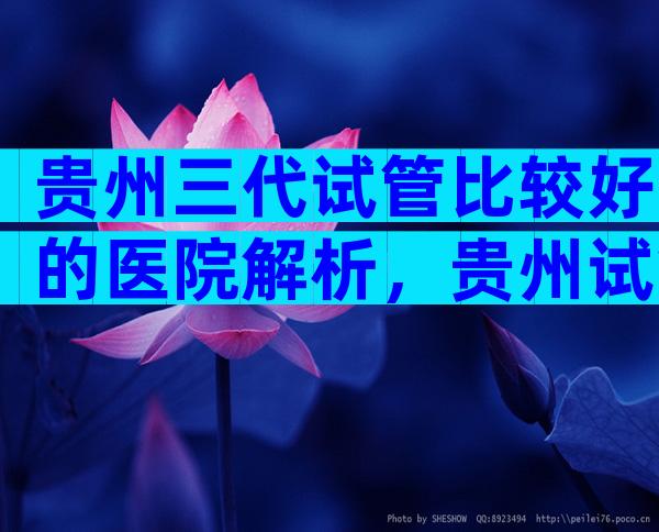贵州三代试管比较好的医院解析，贵州试管四大医院评估
