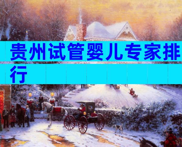贵州试管婴儿专家排行