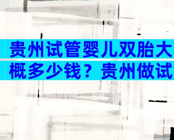 贵州试管婴儿双胎大概多少钱？贵州做试管成功率高吗？