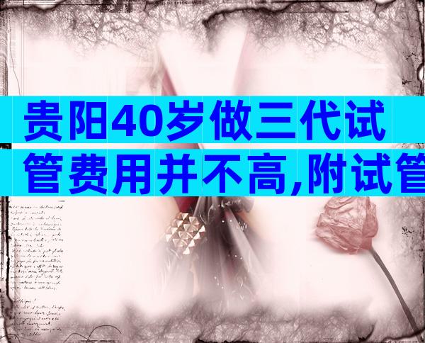 贵阳40岁做三代试管费用并不高,附试管婴儿费用成功率