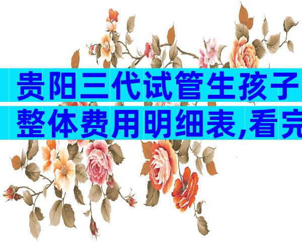 贵阳三代试管生孩子整体费用明细表,看完便知贵不贵