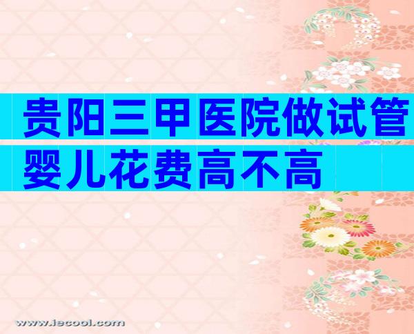 贵阳三甲医院做试管婴儿花费高不高