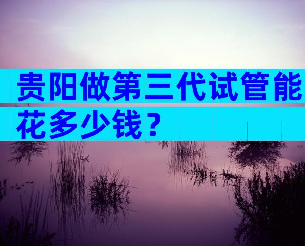 贵阳做第三代试管能花多少钱？