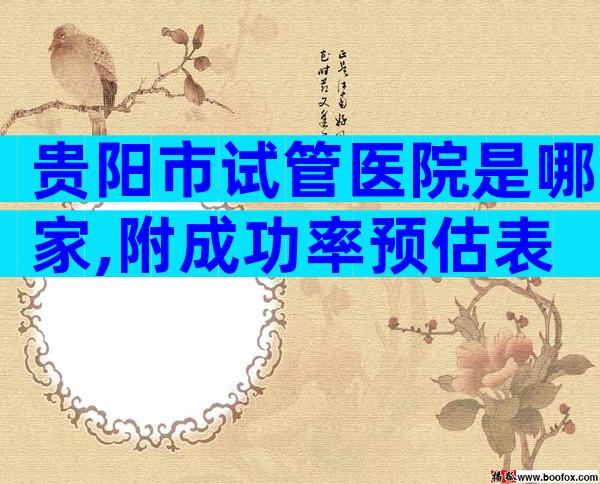 贵阳市试管医院是哪家,附成功率预估表