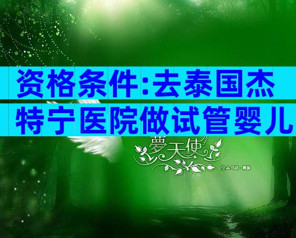 资格条件:去泰国杰特宁医院做试管婴儿的要求一览