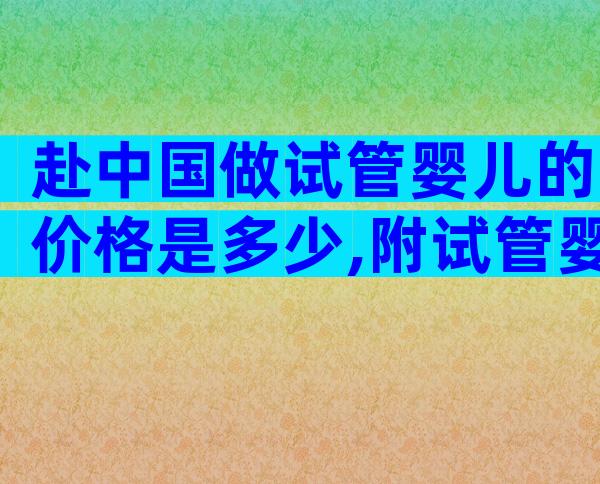 赴中国做试管婴儿的价格是多少,附试管婴儿优势