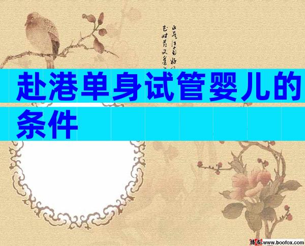 赴港单身试管婴儿的条件