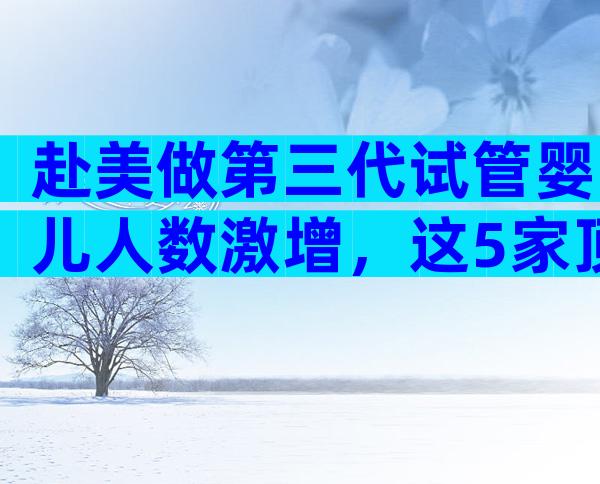 赴美做第三代试管婴儿人数激增，这5家顶尖医院你必须了解