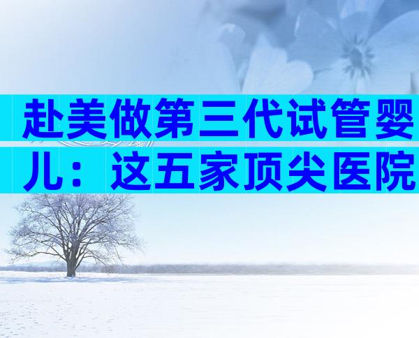 赴美做第三代试管婴儿：这五家顶尖医院谁更适合你？